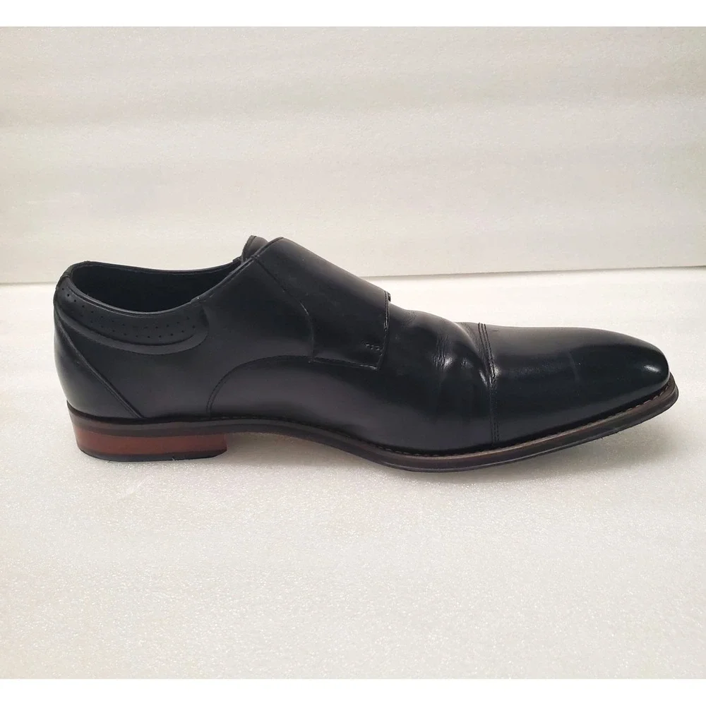 Stacy Adams Bayne Black Leather Double Monk Strap Dress Shoes Size 13M 25347.001